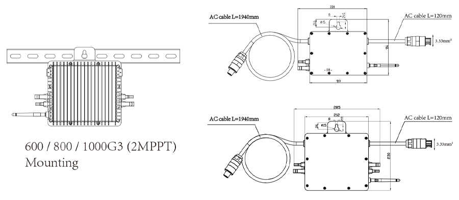 Deye - 800W Micro Onduleur Monophasés SUN800G3-EU-230 pour 2 Panneaux  Solaires, WLAN - Microinverter avec APP Surveillance (800 Watt)