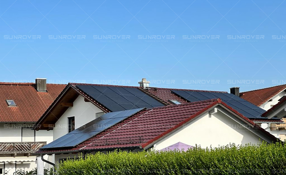 SUNROVER all black shingled shingle 415W in Germany 30kw rooftop photovoltaic power station project.